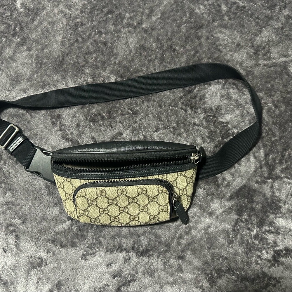 Gucci Black and Beige GG Belt Bag